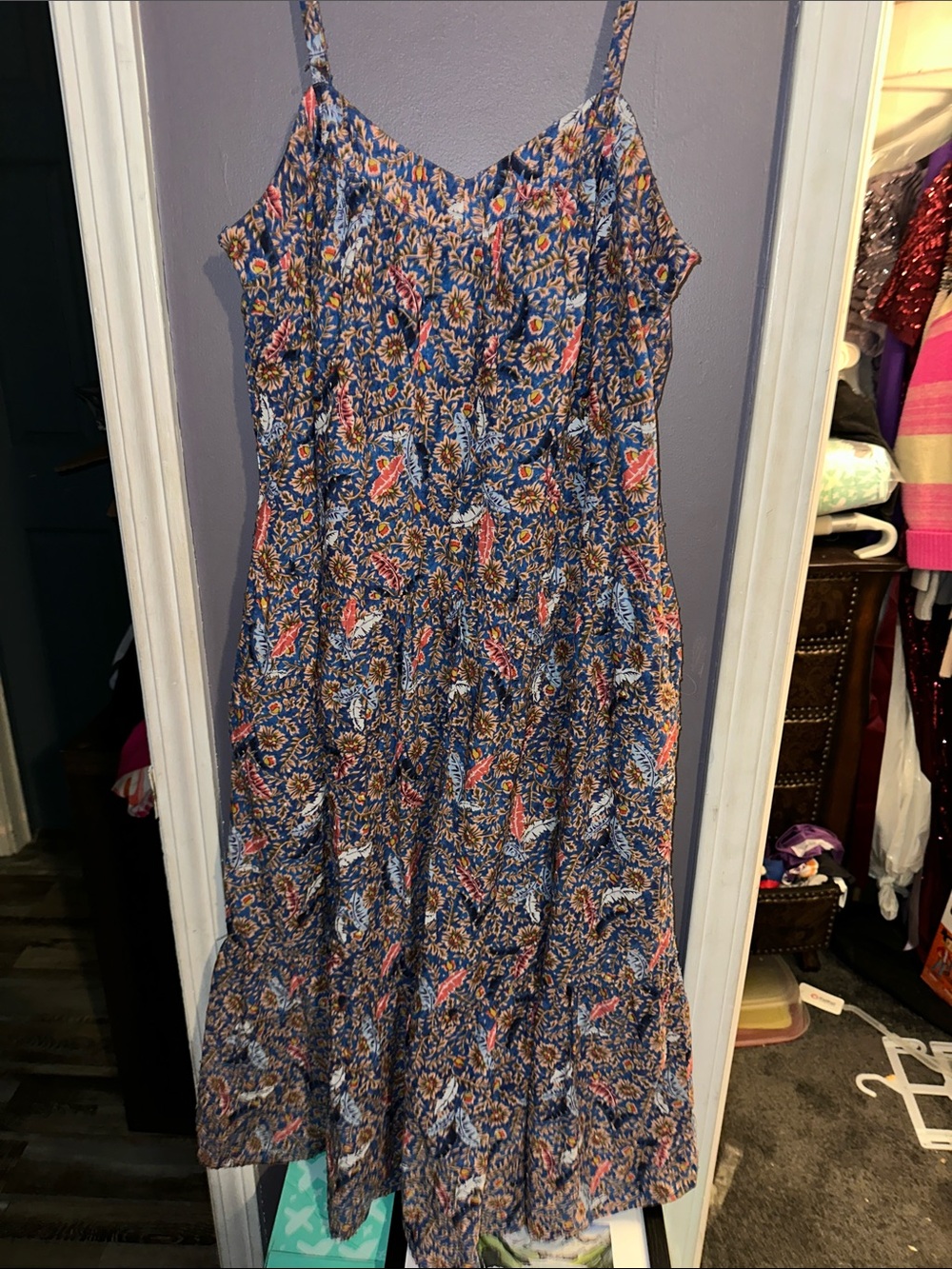 Knox Rose Navy Floral Maxi Dress with Pink and Cream Accents